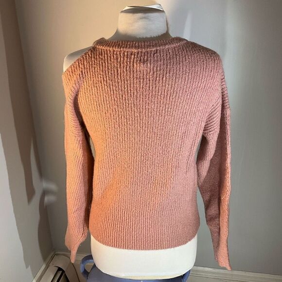 Design History Metallic Single Cold Shoulder Ribbed Sweater, Medium. Pink. - Picture 3 of 10